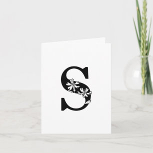Floral S Monogram On White Note Card