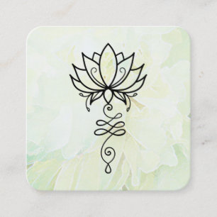 *~* Floral Sacred Geometry Nirvana Yoga Peony  Square Business Card