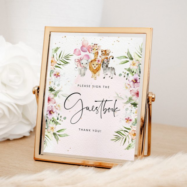 Floral safari animals Guest book Poster (Creator Uploaded)
