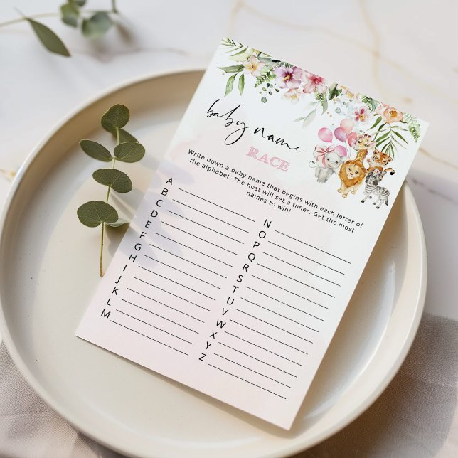 Floral safari baby name race baby shower game (Creator Uploaded)