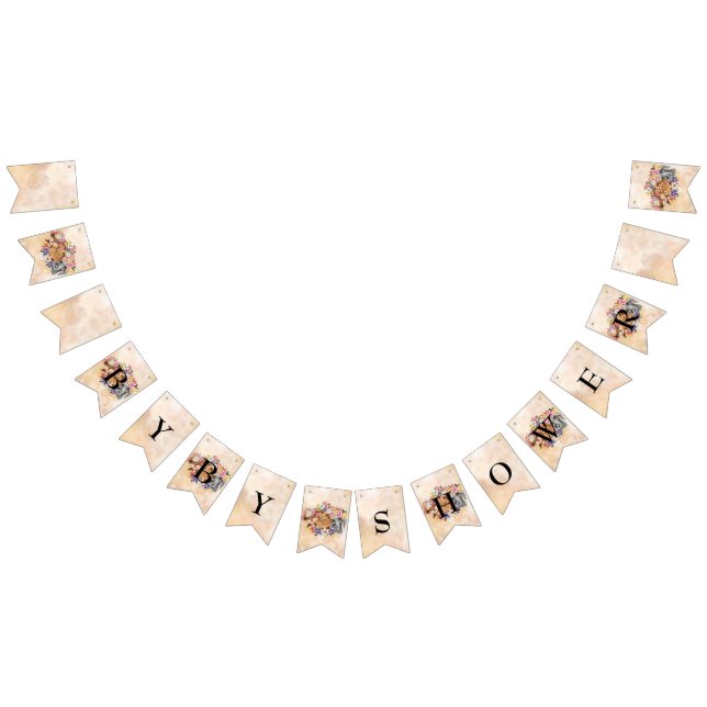 Floral Safari wild one baby shower gold Bunting (All)