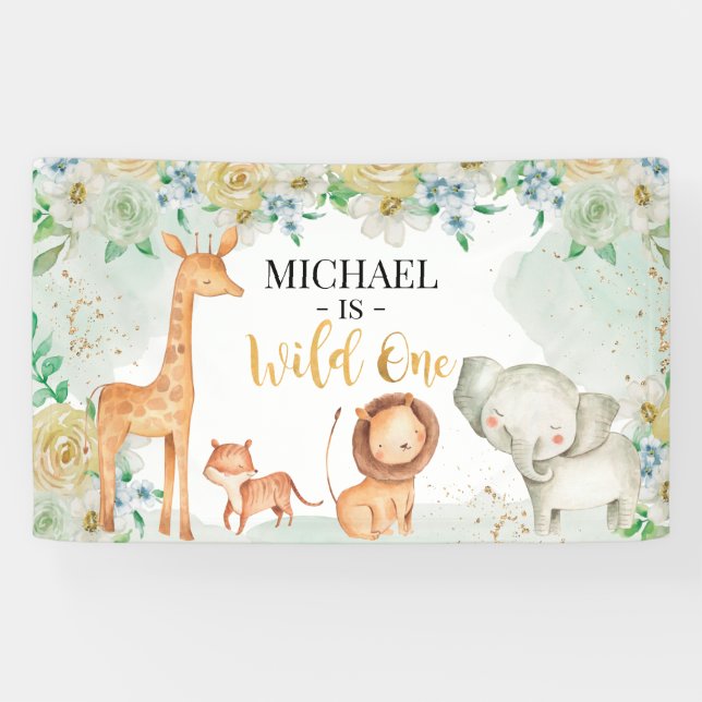 Floral Safari Wild One Banner (Horizontal)