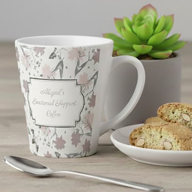 Floral Sage Blush Pink Wildflower Funny Message Latte Mug (Creator Uploaded)