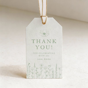 Floral Sage Green Baby Shower Thank You Gift Tag