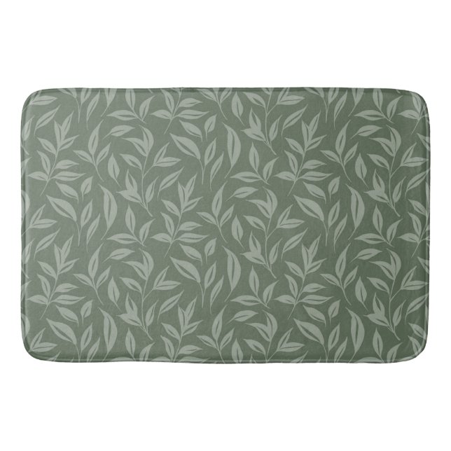 Floral Sage Green Bath Mat (Front)