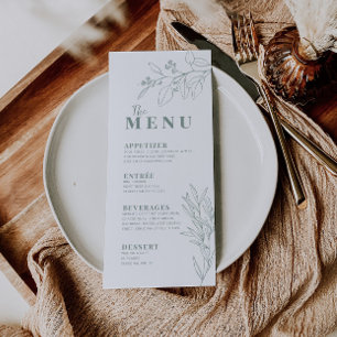 Floral Sage Green Boho Menu