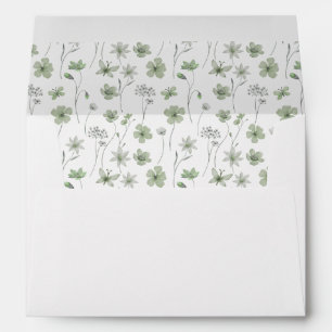 Floral sage green elegant wedding return address envelope