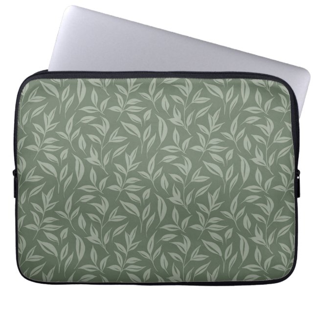 Floral Sage Green Laptop Sleeve (Front)
