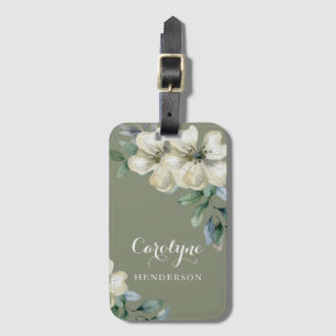 Floral Sage Green Luggage Tag