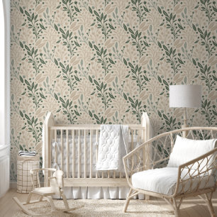 Floral Sage Green Wallpaper