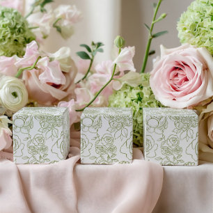 Floral Sage Green & Warm White Favour Box