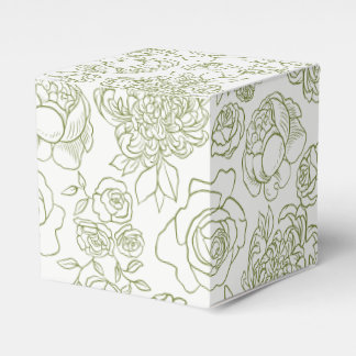Floral Sage Green & Warm White Favour Box