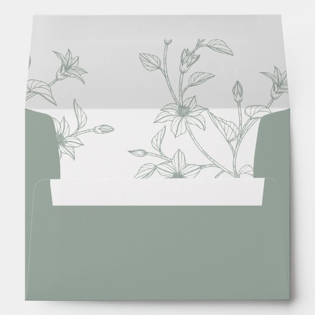Floral Sage Green Wedding Envelope (Back (Bottom))