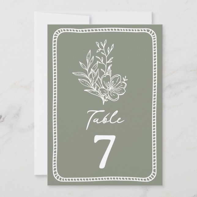 Floral Sage Green Wedding Invitation (Front)