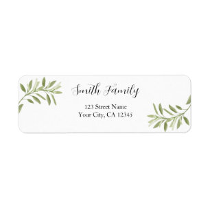 Floral Sage Leaves Return Address Label