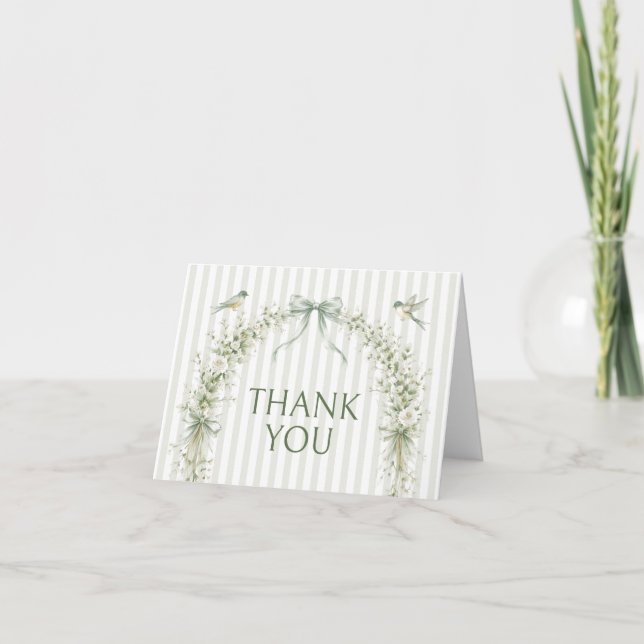 Floral Sage Nesting Party Baby Shower  Thank You Card (Front)