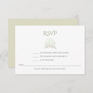 Floral Sage Watercolor QR Code Wedding RSVP Card