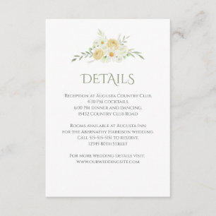 Floral Sage Watercolor Wedding Details Enclosure Card