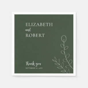Floral Sage Wedding Script Elegant Minimal Simple Napkin
