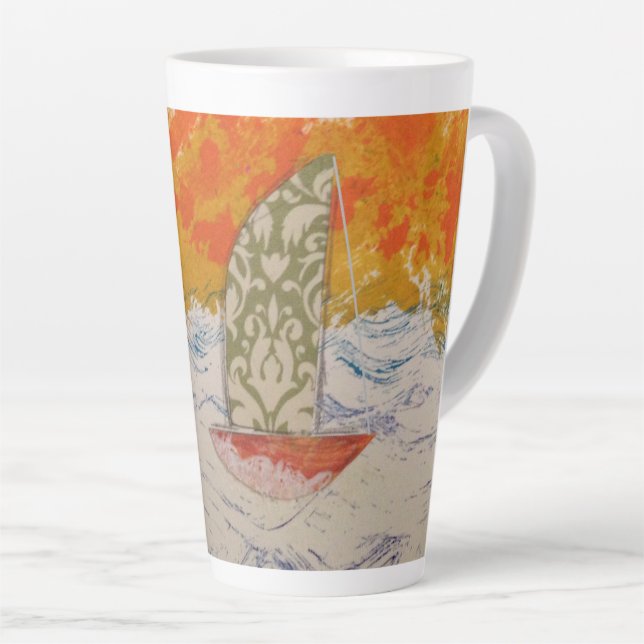 Floral Sail Latte Mug (Right Angle)