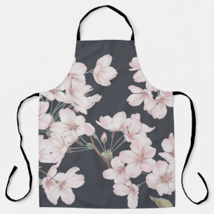 Floral sakura, dark grey, seamless pattern. apron