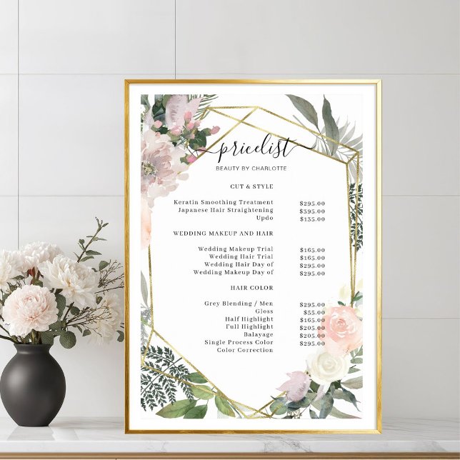 Floral Salon Price List Poster (Floral Salon Price List Poster)