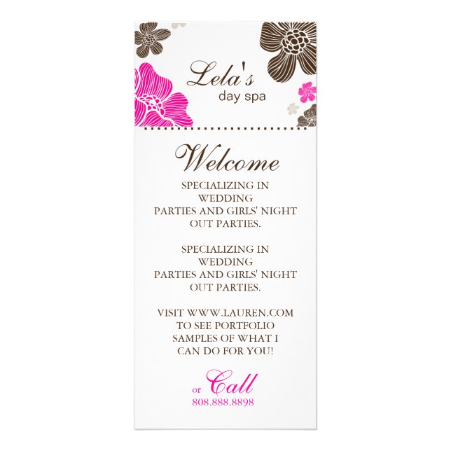 Floral Salon Spa Cards Tropical flower pink brown (Front)