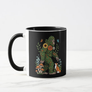 Floral Sasquatch Nature Guardian Botanical Art Mug