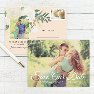 Floral Save Our Date Photo Announcement Postcard