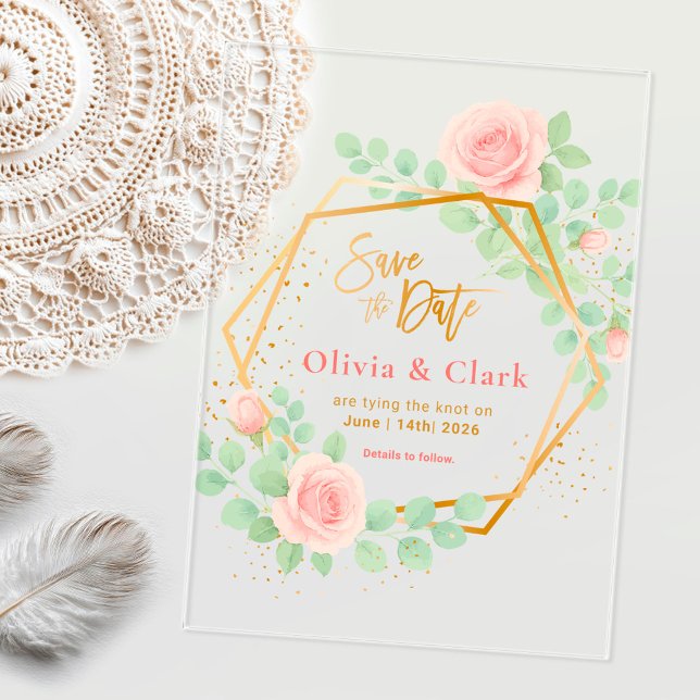 Floral save the date acrylic invitations (Creator Uploaded)