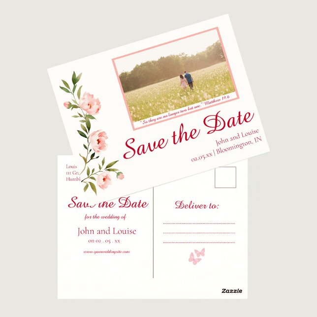 Floral Save the Date Christian Wedding  Postcard (Creator Uploaded)