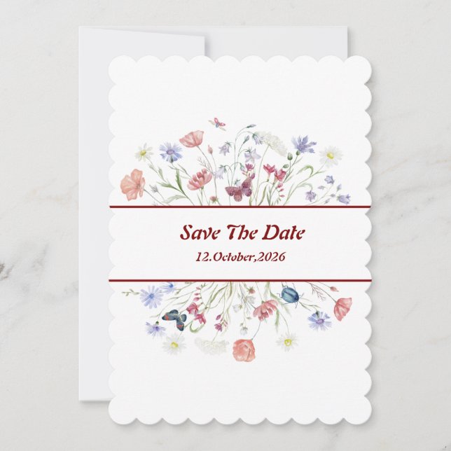 Floral "Save The Date" Invitation (Front)