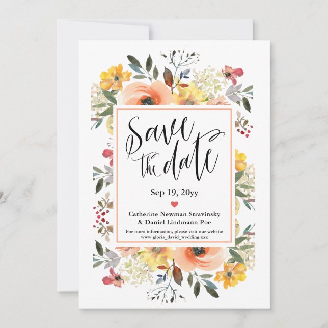Floral Save the date Invitation  (Front)