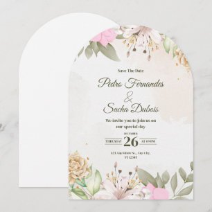 Floral Save The Date Invitation Elegant Wedding