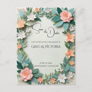 Floral Save the Date Invitation Postcard