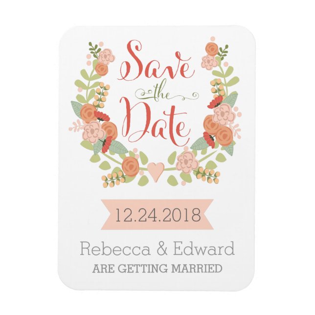 Floral Save the Date Magnet (Vertical)