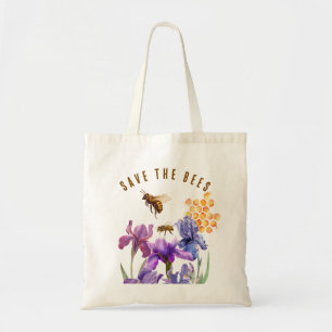Floral  Savethe bees Tote Bag