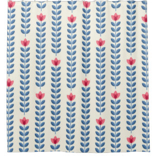 Floral Scandinavian Geometric Retro Wallpaper Shower Curtain