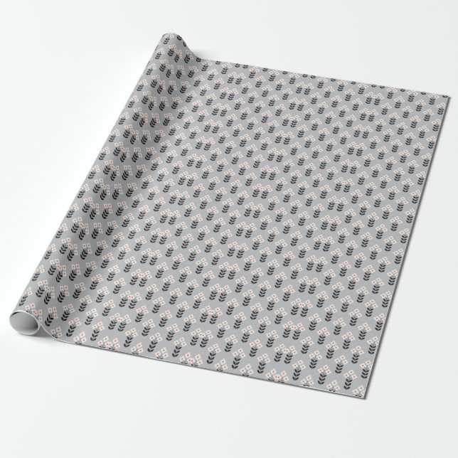 Floral Scandinavian: Seamless Pattern Design Wrapping Paper (Unrolled)