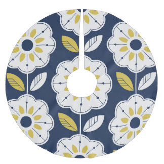 Floral Scandinavian Style Seamless Pattern Brushed Polyester Tree Skirt