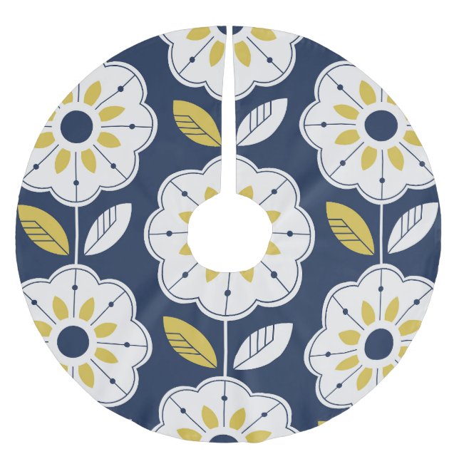 Floral Scandinavian Style Seamless Pattern Brushed Polyester Tree Skirt (Front)