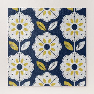 Floral Scandinavian Style Seamless Pattern Jigsaw Puzzle