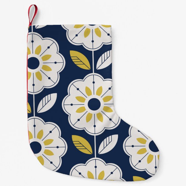 Floral Scandinavian Style Seamless Pattern Small Christmas Stocking (Front)