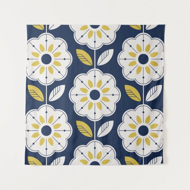 Floral Scandinavian Style Seamless Pattern Tapestry (Front)