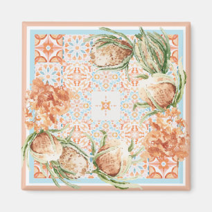 Floral scarf design magnet