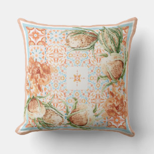 Floral scarf design Throw Pillow