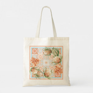 Floral scarf design tote bag