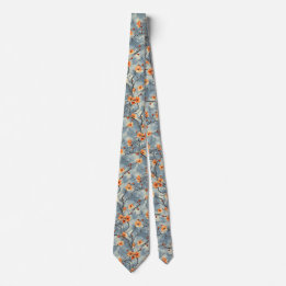 Floral Scene in Blue Tie