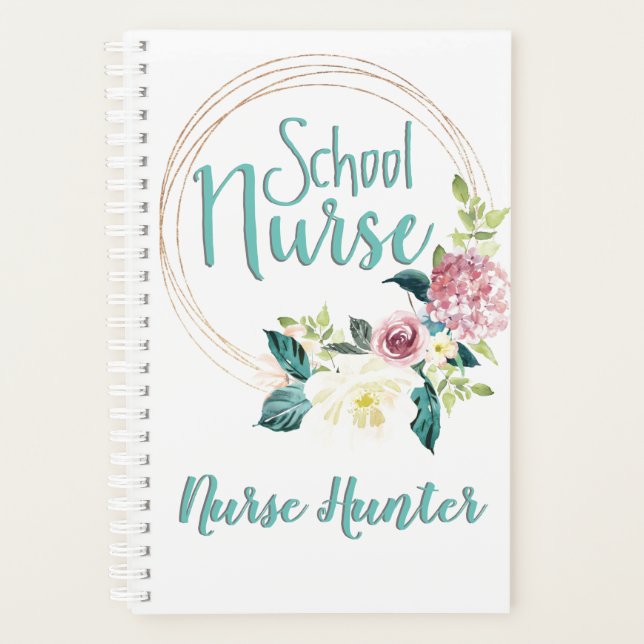 Floral School Nurse Personalised Planner (Front)