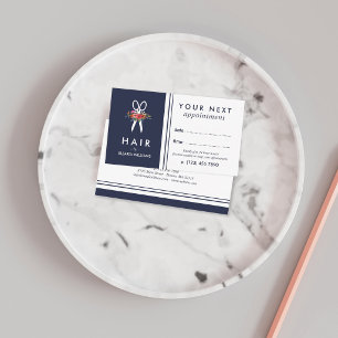 Floral Scissor Navy Blue Hair Stylist Appointment Card